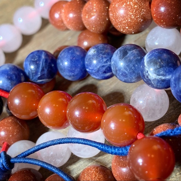 Set of 4 Earthtone Natural Stone Bracelets - Picture 2 of 3